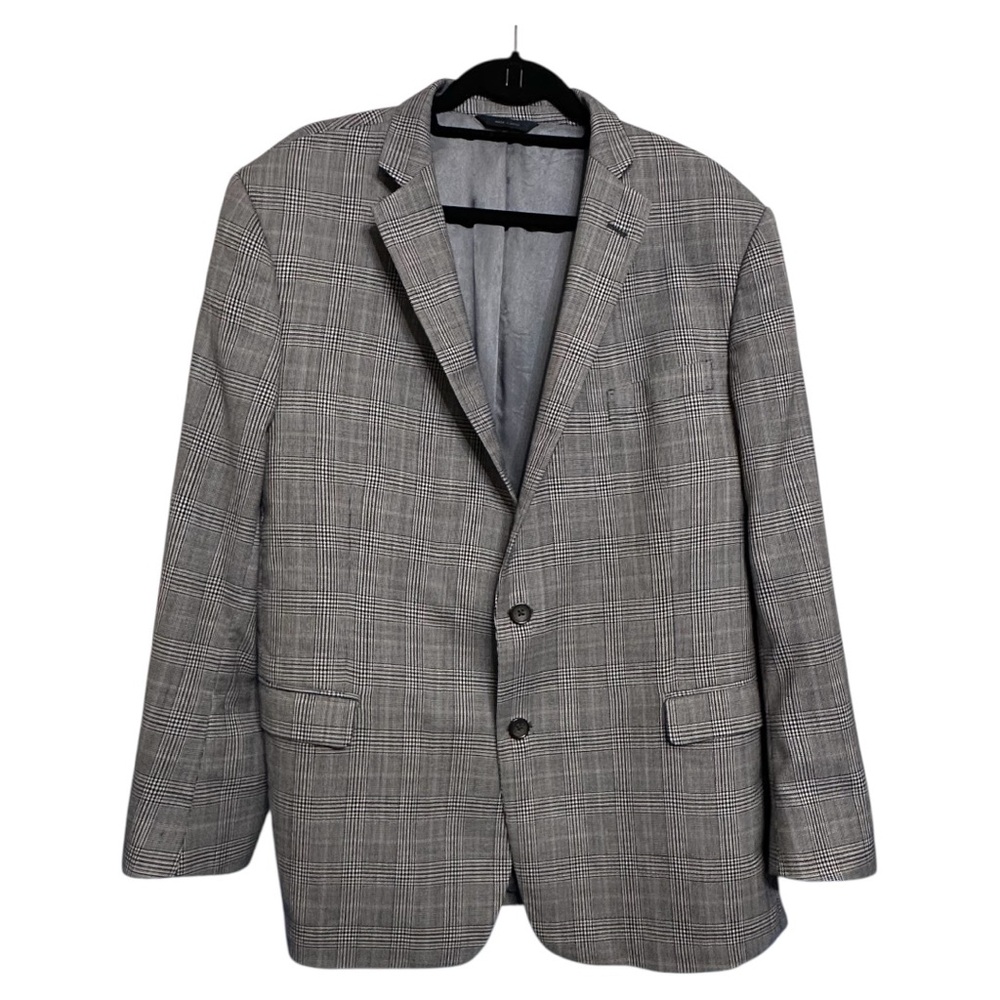 Brooks Brothers Blazer Men 46R Regent Fit Gray & Blue Plaid Suit Jacket